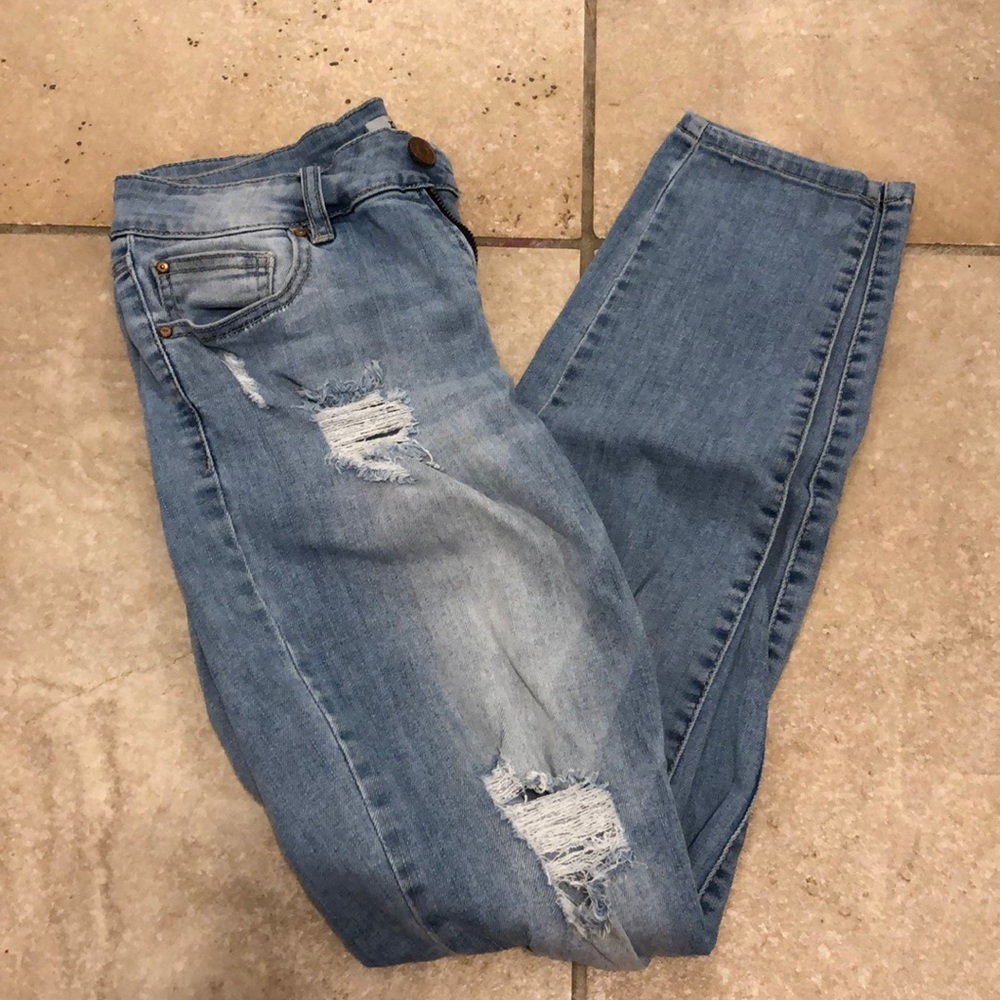 ripped light wash jeans